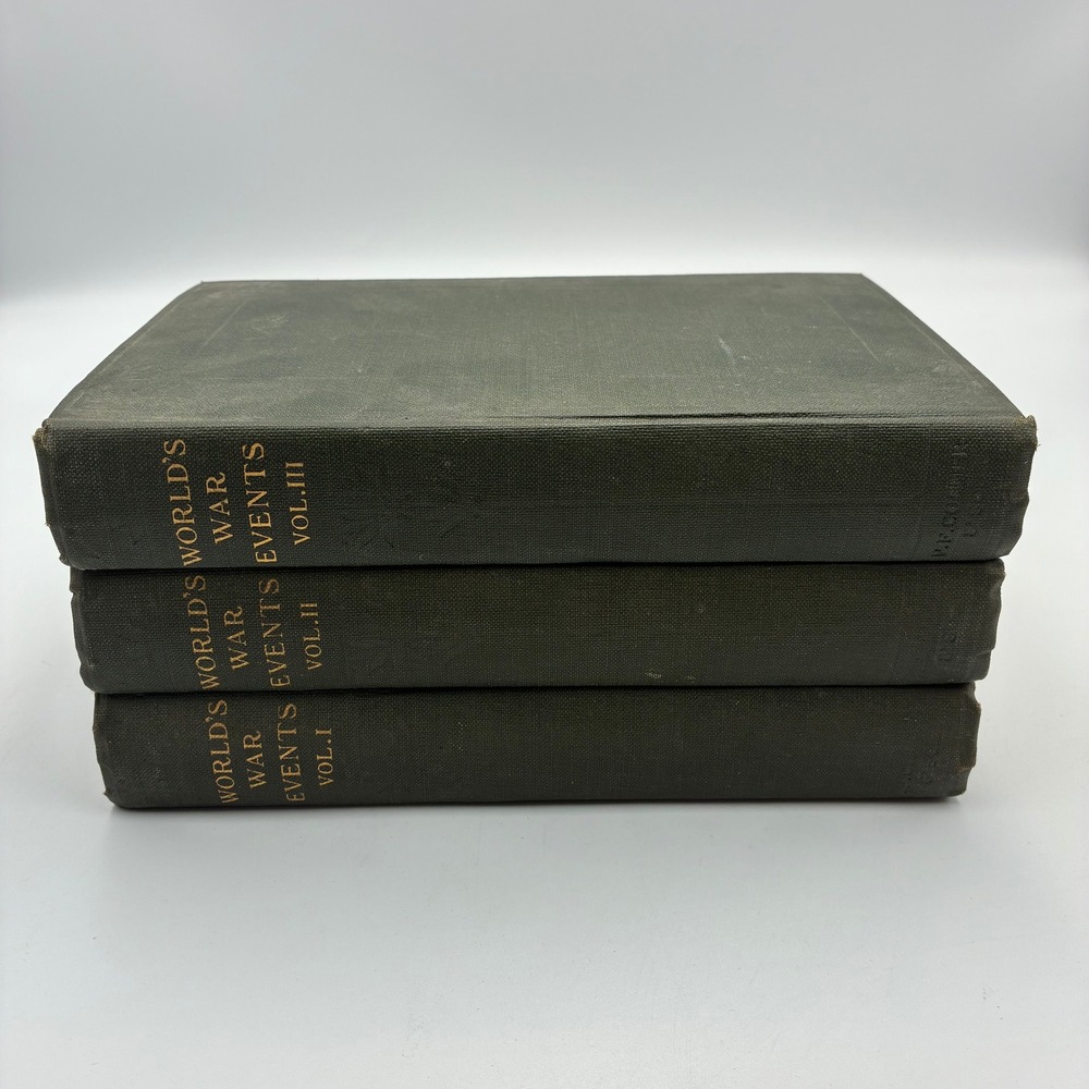 1919 Worlds War Events Vol I II III WWI History Books PF Collier & Son Set